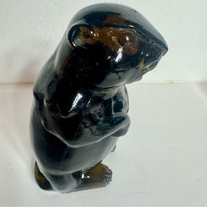 Vintage Imperial Dark Amber Woodchuck Beaver Glass Animal. Paperweight Figurine